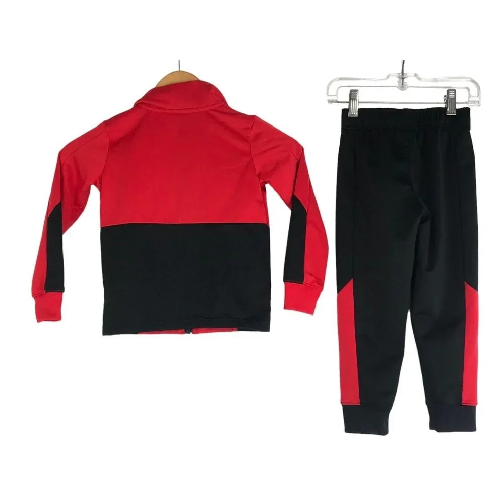 Nike Boys Track Suit Warm Up XS 4 Zip Up Jacket Pant Set Black Red Jacket Pants - Picture 4 of 11